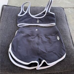 FP Movement by Free People Black and Gray Sports Bra and Shorts Set